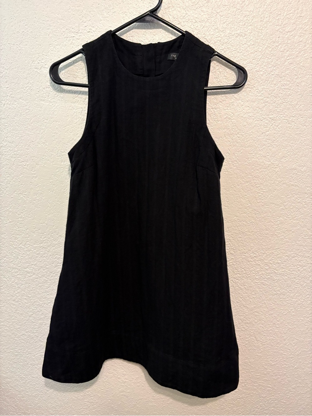 rag & bone Black Sleeveless Shift Dress with Pockets Size XS Linen Cotton
